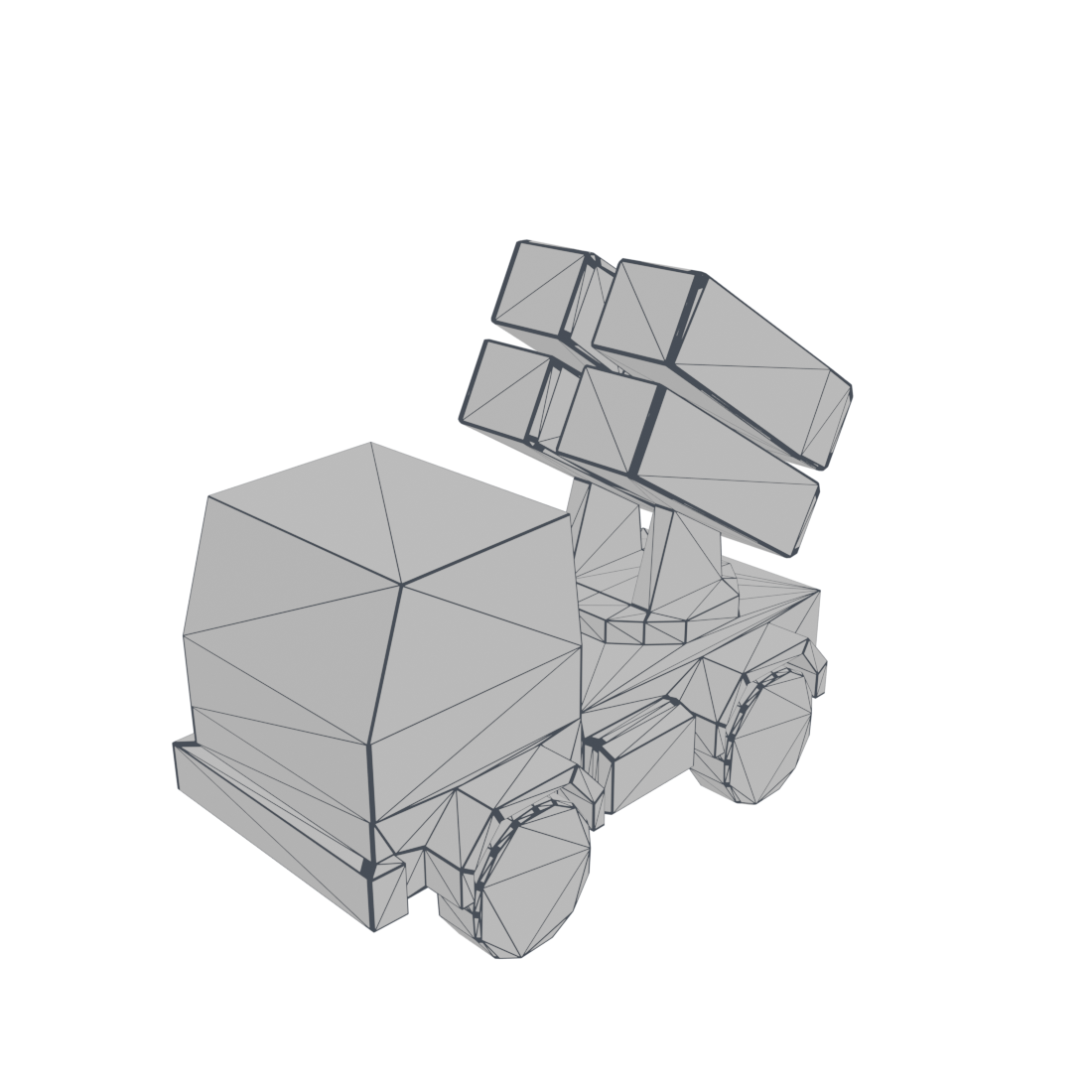 Raw truck mesh in wireframe, 2,552 triangles