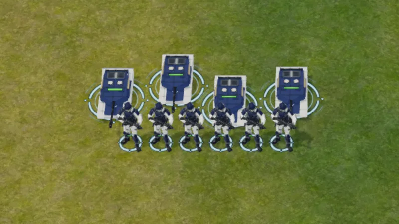 A selected group of tanks and infantry with selection rings