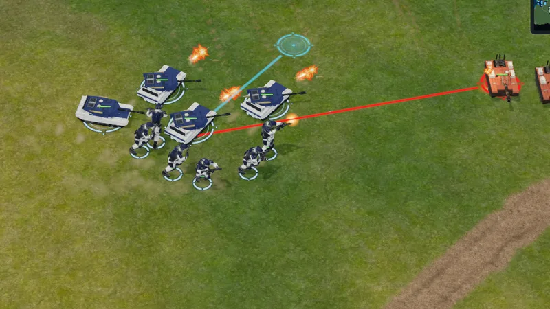 An attack order: a red line to the enemy tank