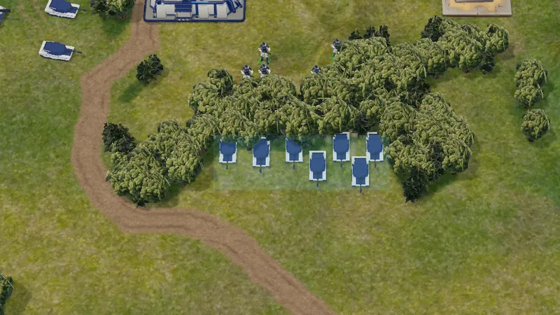 Box drawn over a row of tanks